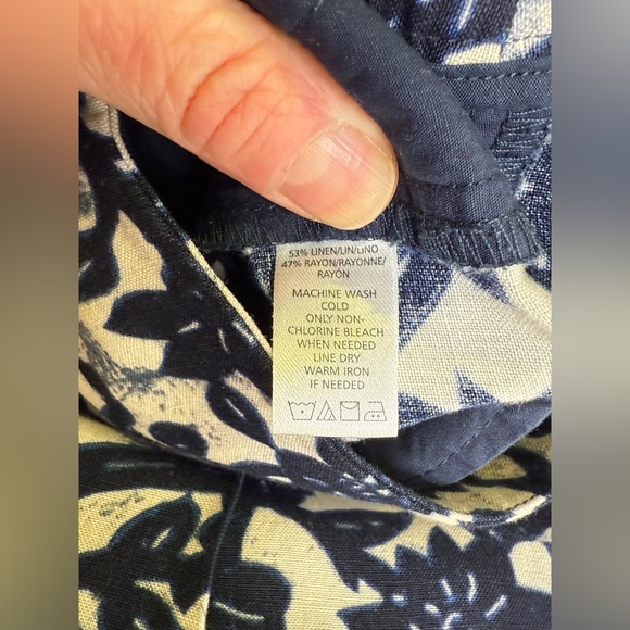 ANN TAYLOR-LOFT Navy and beige floral Marisa linen blend Pants size 6 - Picture 11 of 15